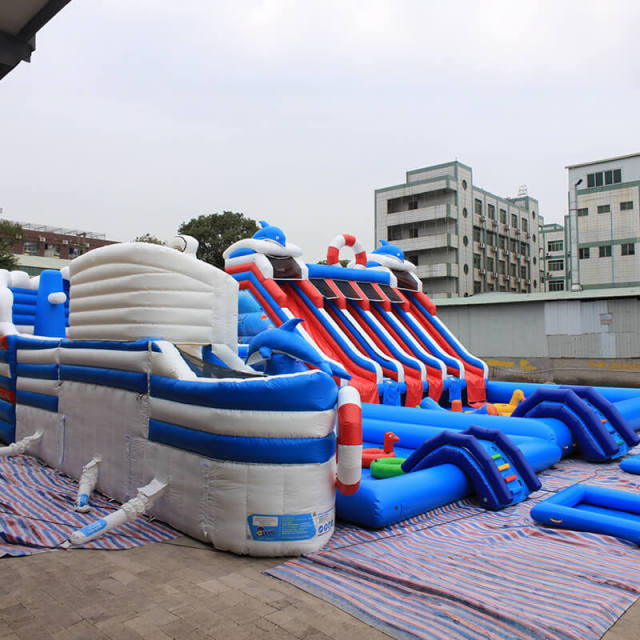 Dolphin Inflatable Water Park with Pool