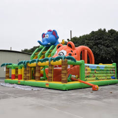 Jungle-Themed Inflatable Fun City for Children