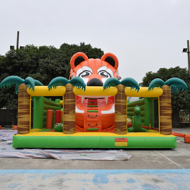 Jungle-Themed Inflatable Fun City for Children