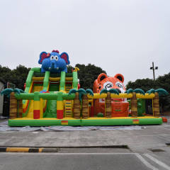 Jungle-Themed Inflatable Fun City for Children