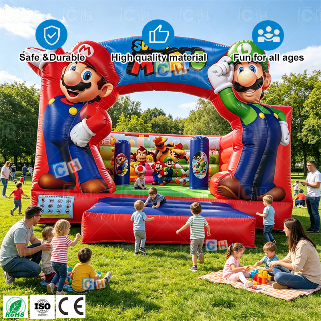 Custom Commercial Mario Inflatable Bouncy House | Factory Direct