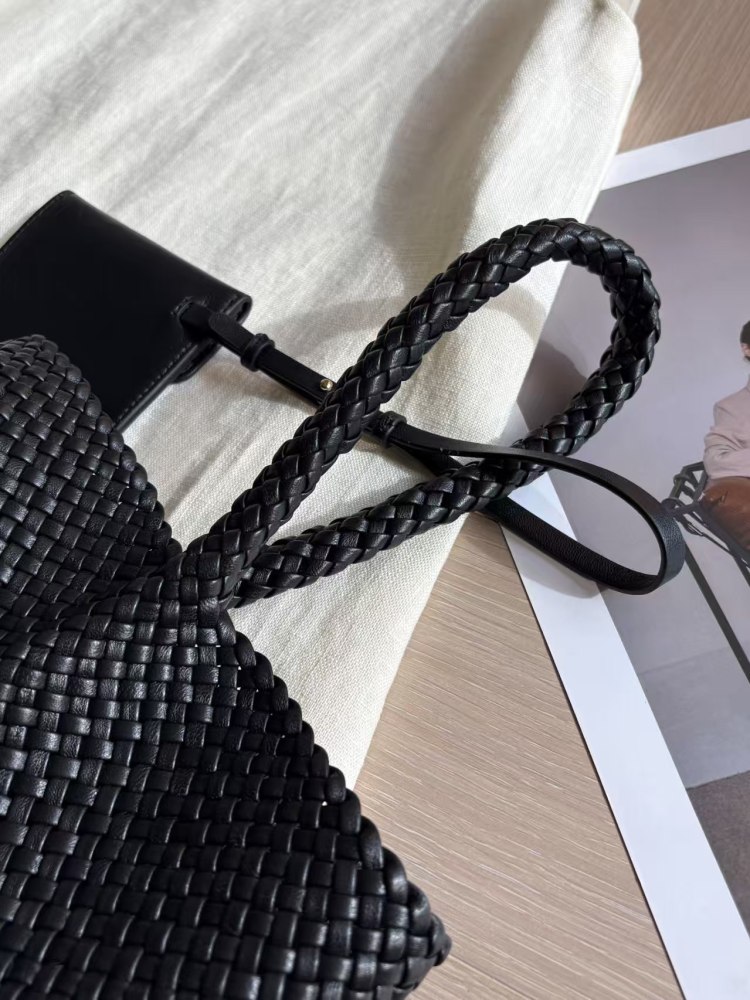 Small Woven N/S Park Tote Bag in Leather