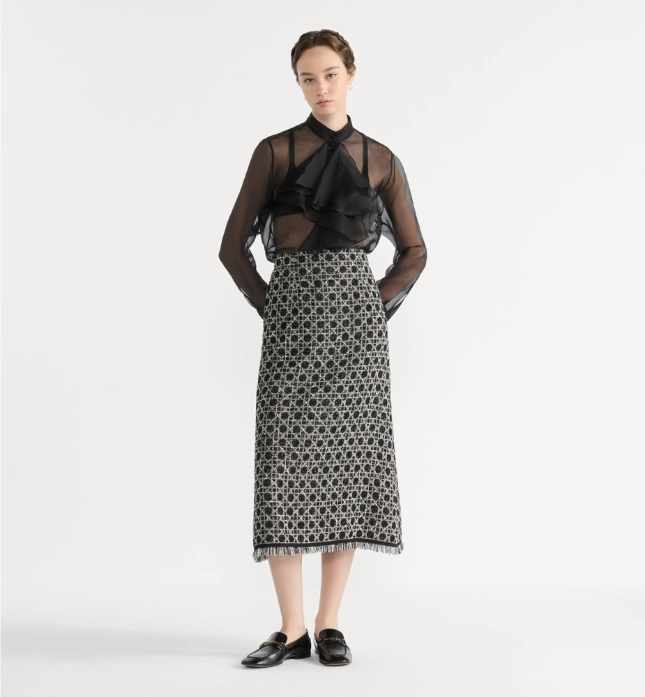 Mid-Length Macrocannage Flared Skirt