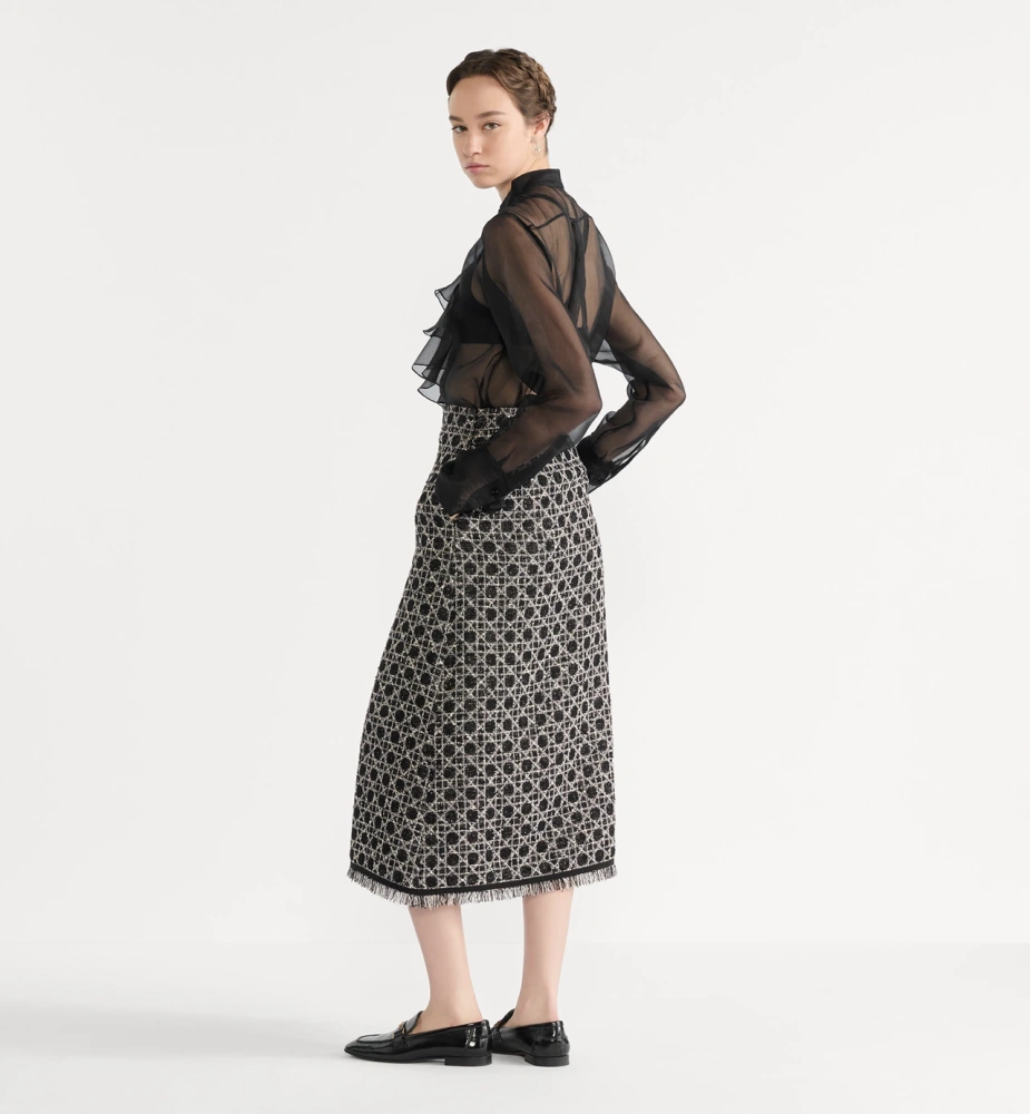 Mid-Length Macrocannage Flared Skirt