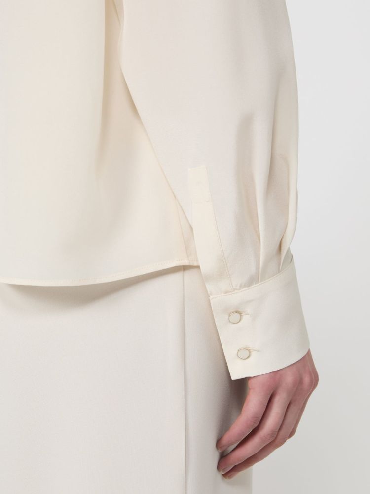 Silk blouse with bow tie - Beige