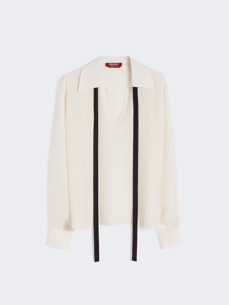 Silk blouse with bow tie - Beige