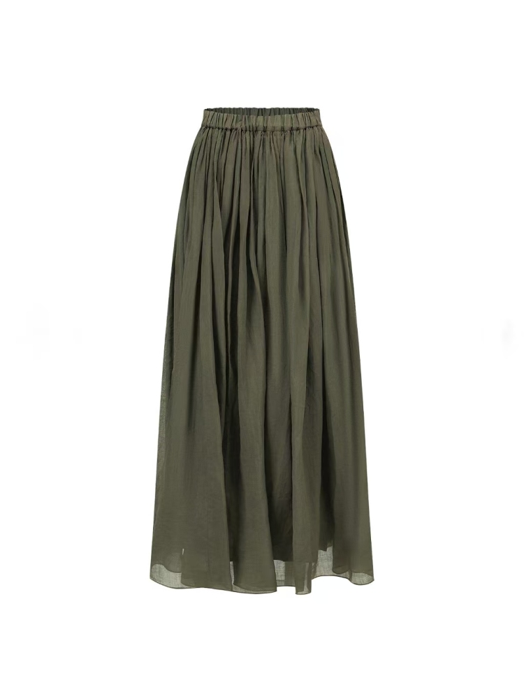 Olive green pleated skirt