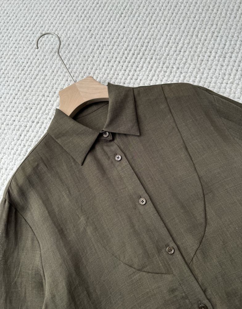 Olive green overlapping laced shirt