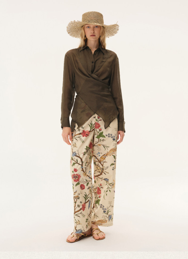 Olive green overlapping laced shirt