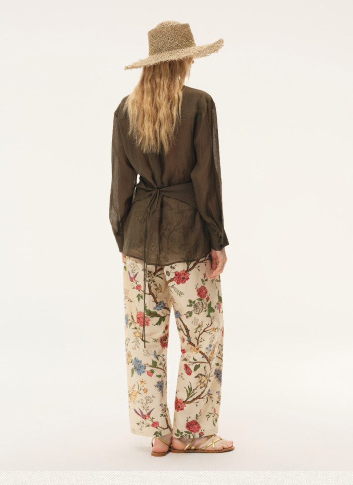 Olive green overlapping laced shirt