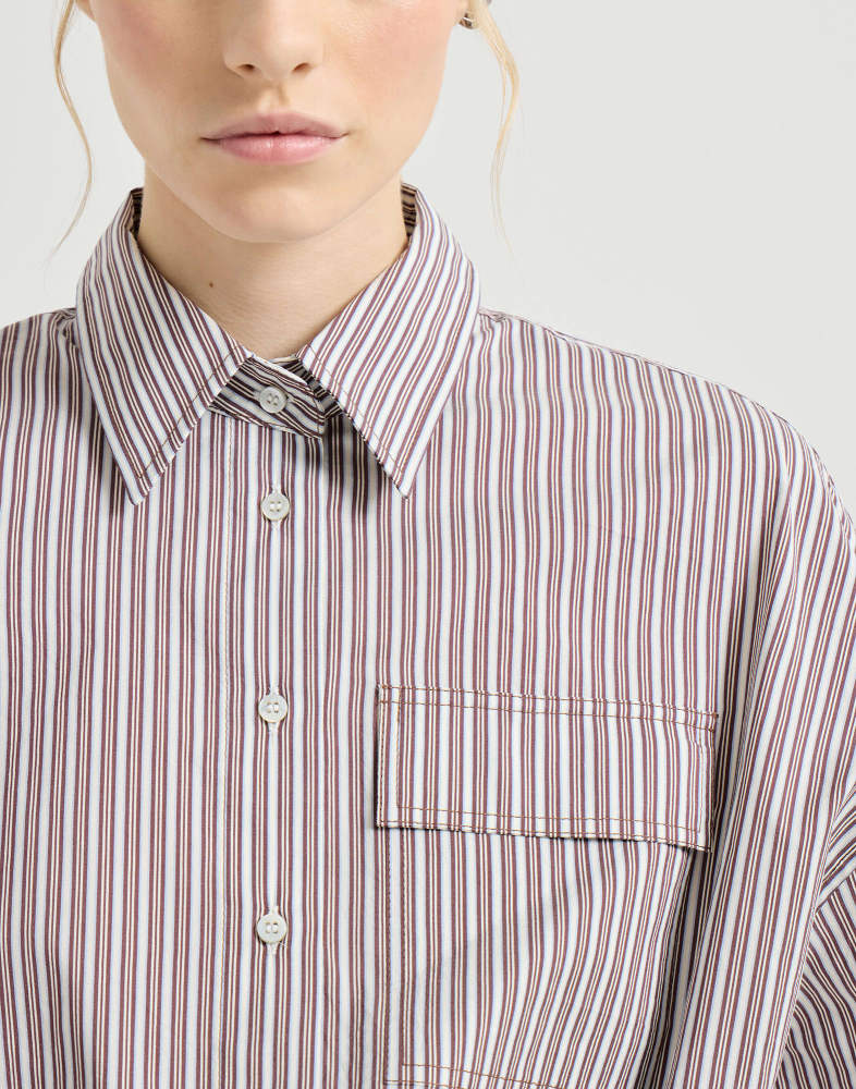 Striped cotton and silk poplin shirt with monili