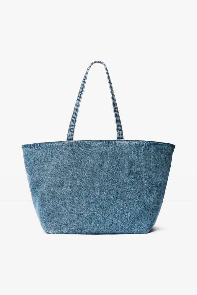 Denim punch medium tote bag