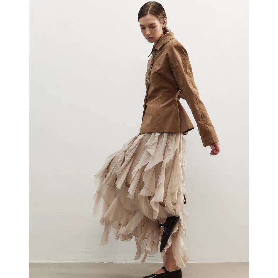 Knitted crochet lace-edged dress