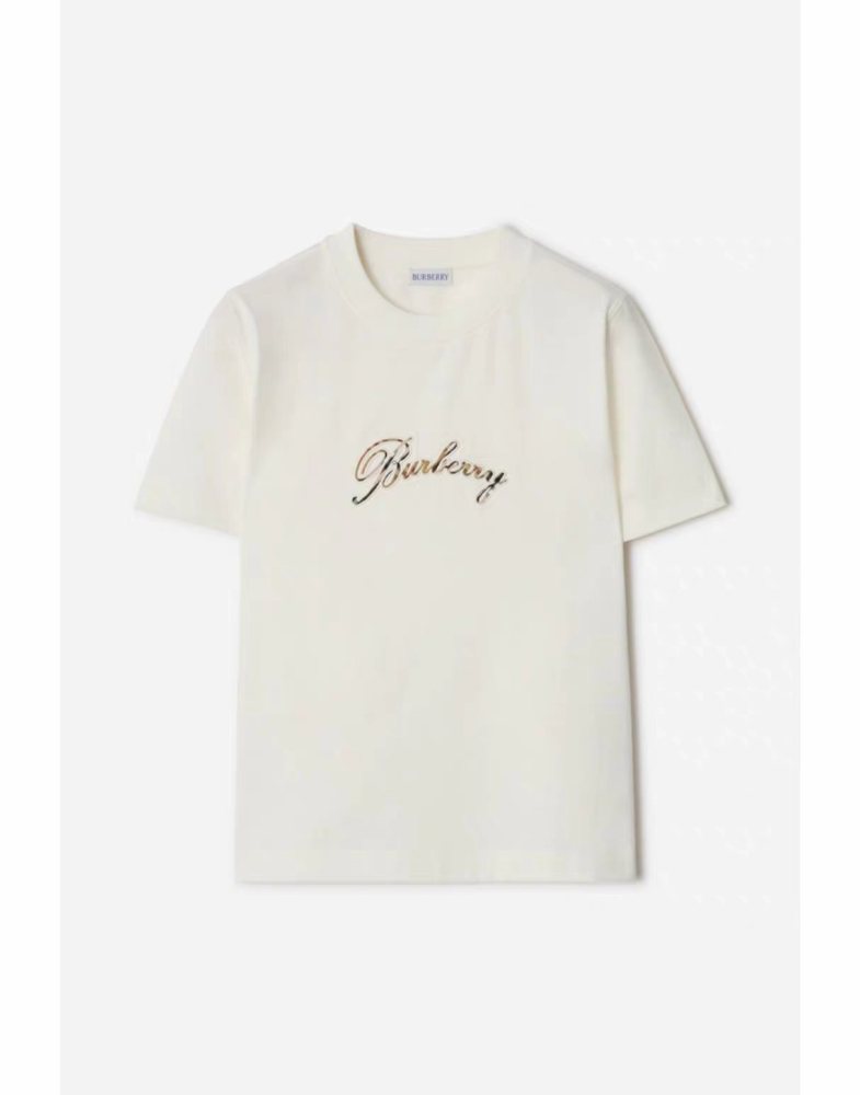 Check Cursive Logo Cotton T-shirt