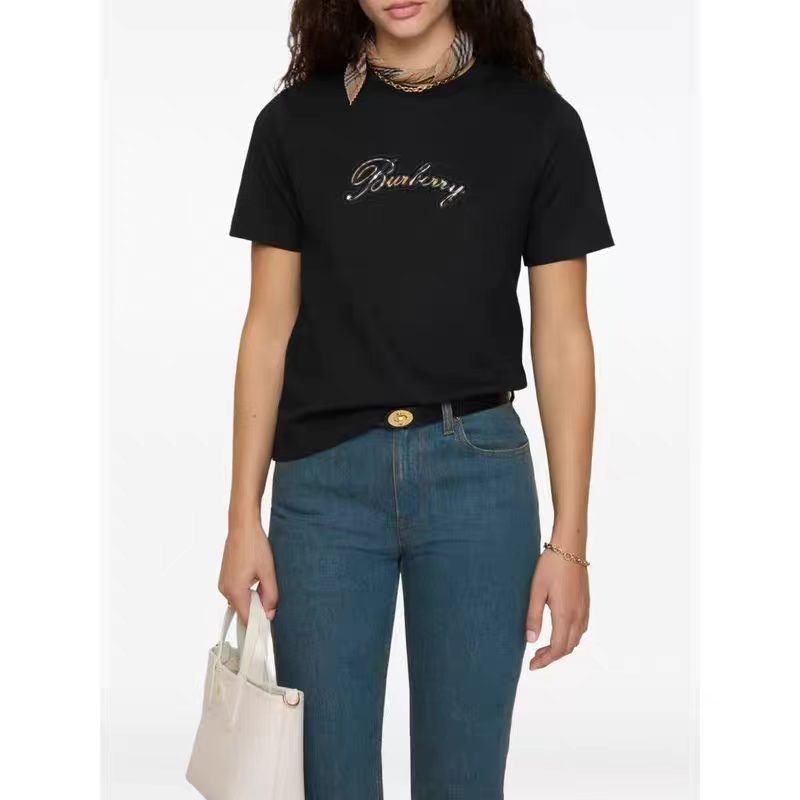 Check Cursive Logo Cotton T-shirt