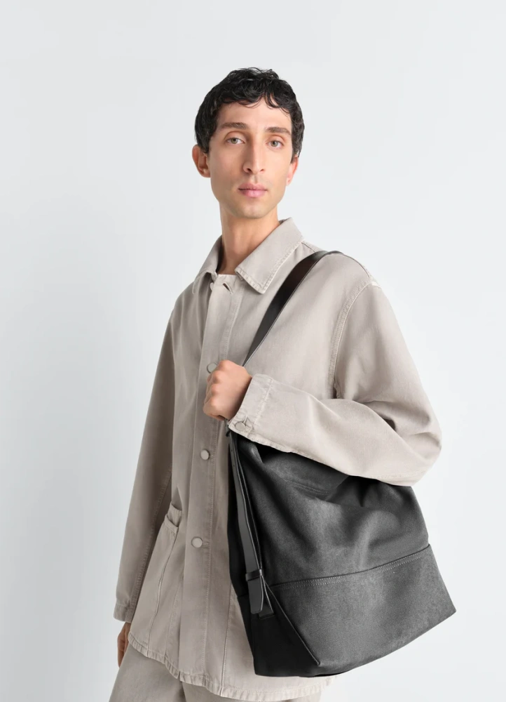 BELTED TOTE BAG IN COTTON CANVAS