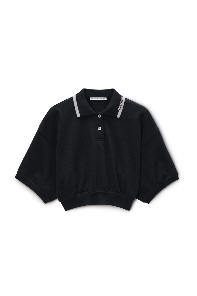 Cropped Cinched Cotton Polo