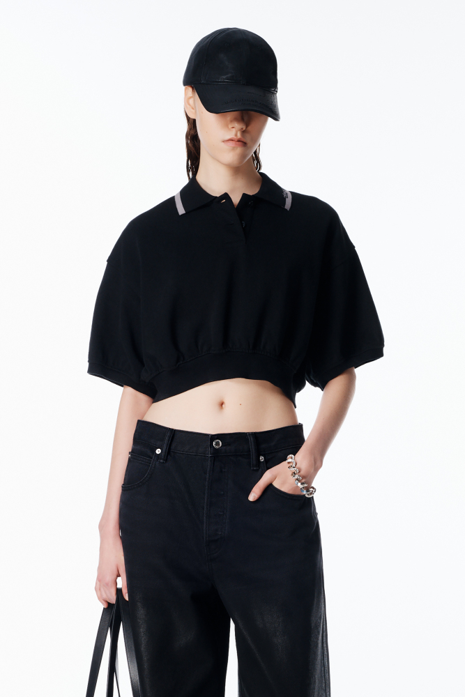 Cropped Cinched Cotton Polo