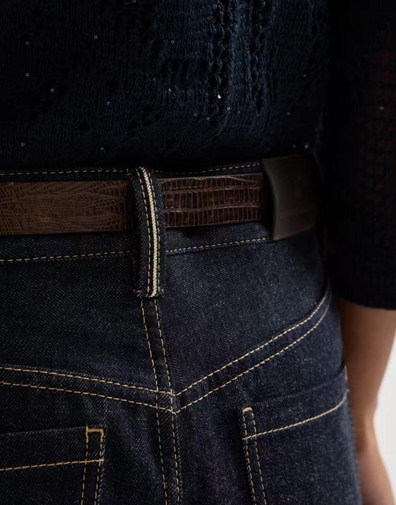 No-fade denim long Bermuda shorts