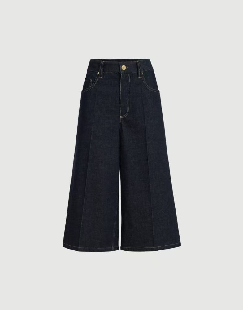 No-fade denim long Bermuda shorts