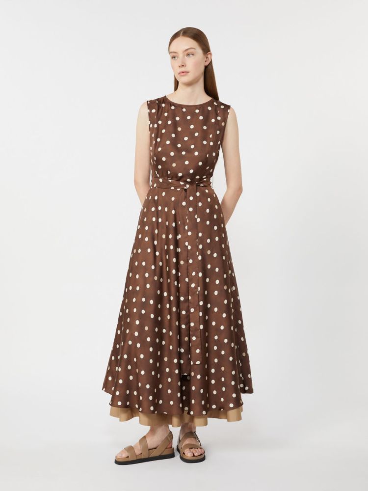 Patterned twill dress - Brown