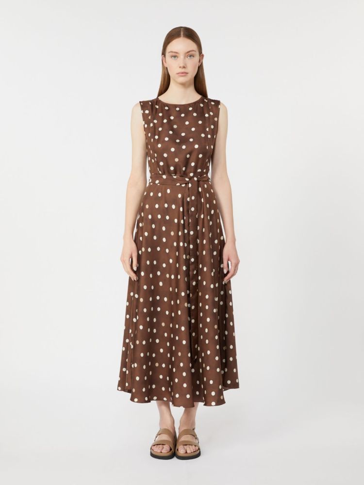 Patterned twill dress - Brown