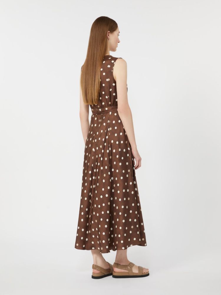 Patterned twill dress - Brown