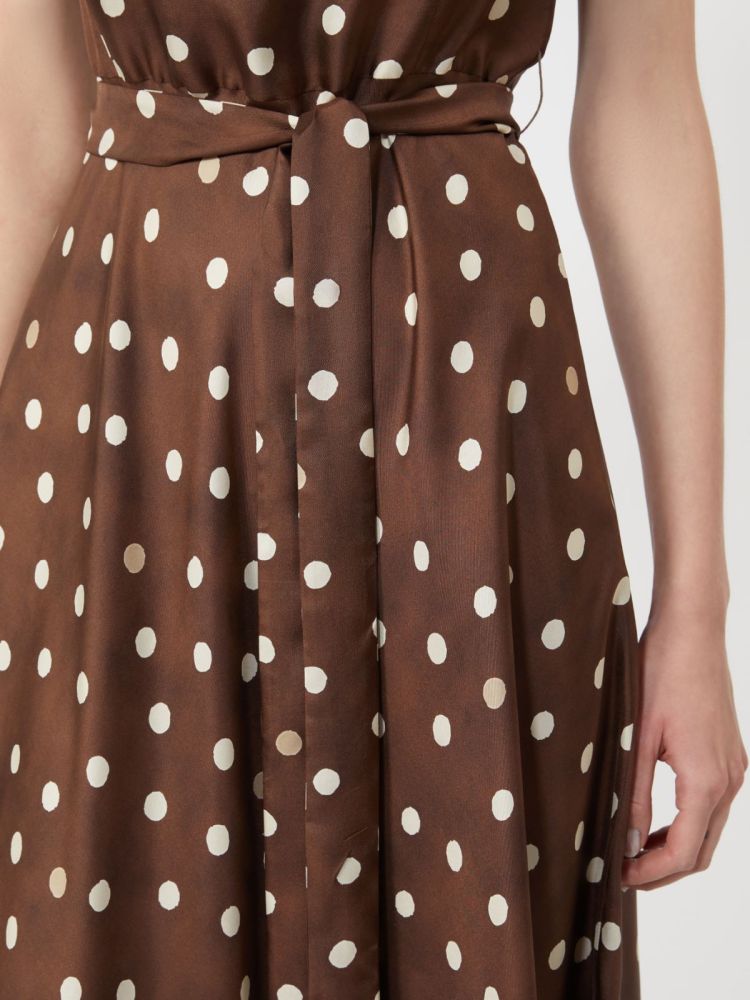 Patterned twill dress - Brown