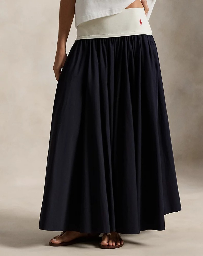 A-Line Skirt with Contrasting Waistband