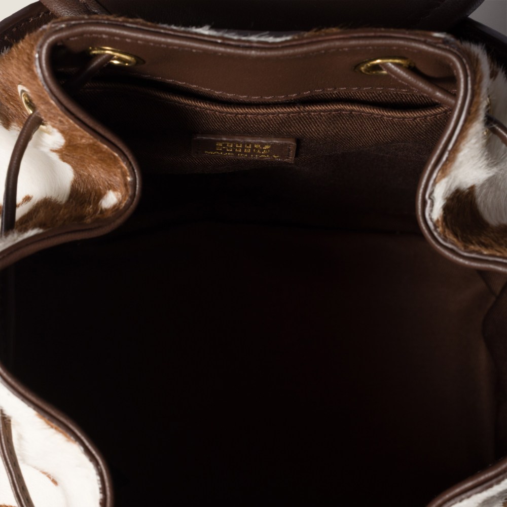 Printed leather backpack