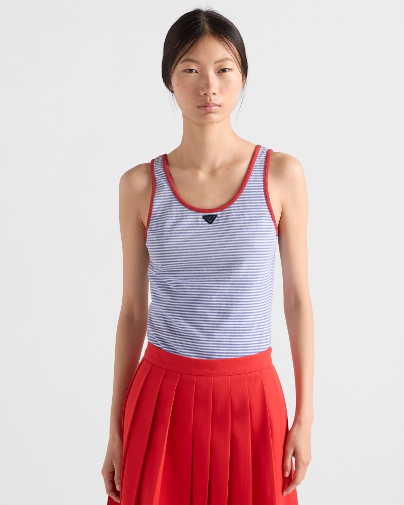 Striped cotton jersey tank top