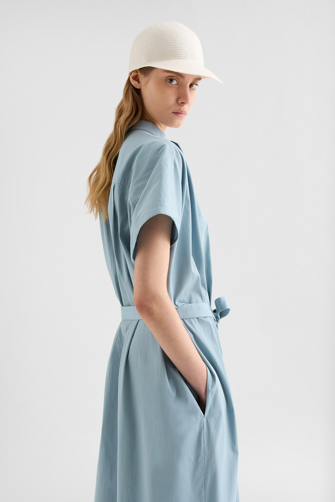 Cotton Poplin Belted Dress
