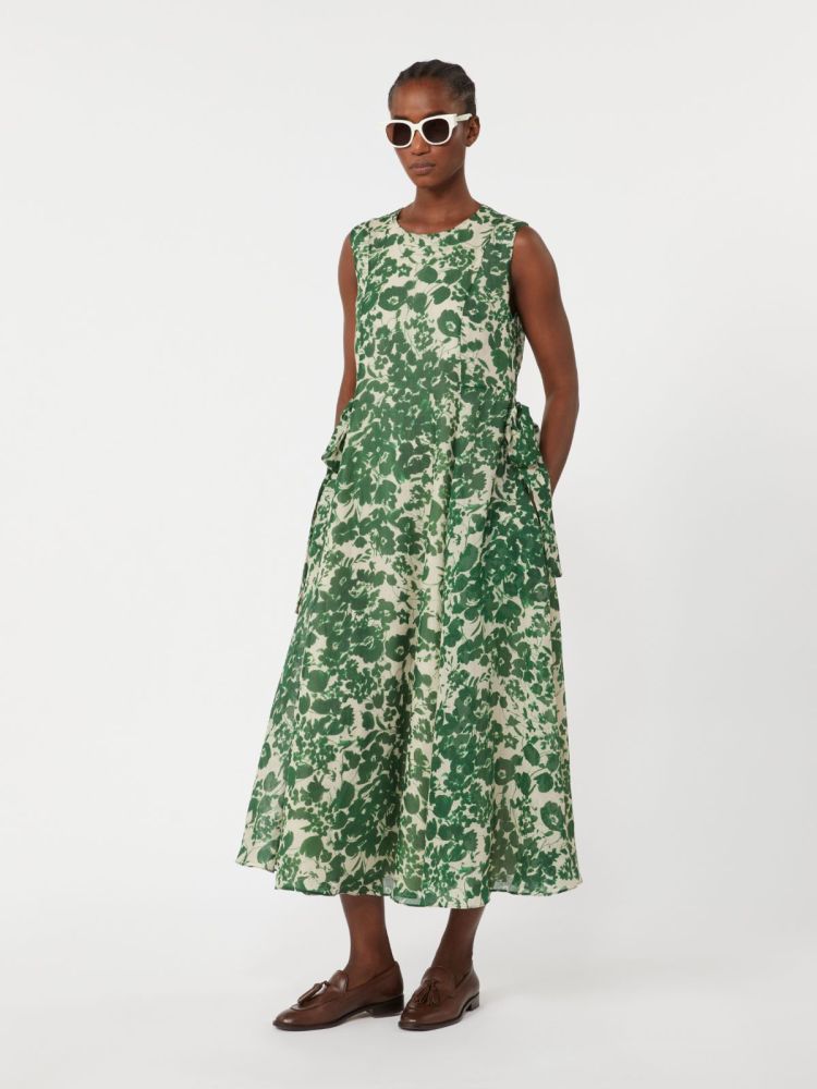 Printed ramie canvas dress