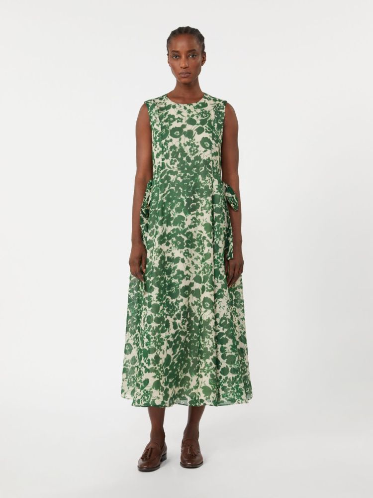 Printed ramie canvas dress