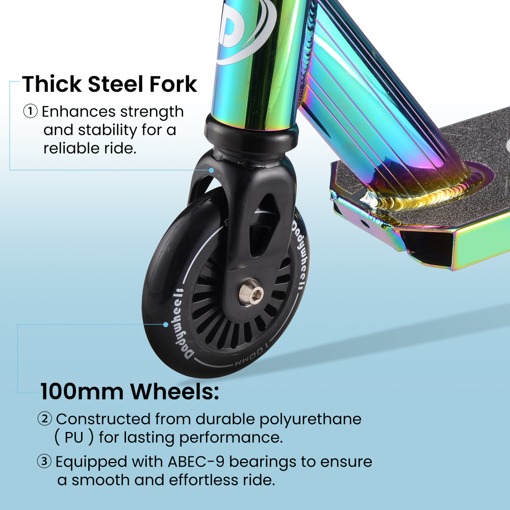 Pro Scooter for Kids 6+ | 31.5" Height & 220 LBS Limit | Durable Trick Scooter for Skate Park & Street