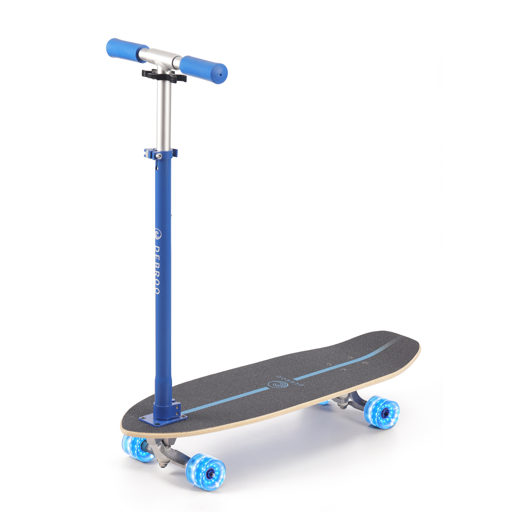 2-in-1 Kids Skateboard & Lean-to-Steer Scooter with Detachable Handlebar, LED Light-Up Wheels, Adjustable Height – Beginner Surf Skateboard for Ages 3+