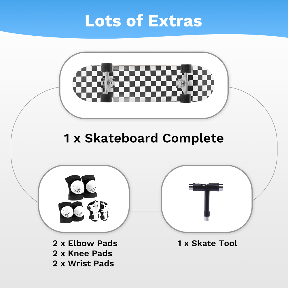 31" Complete Skateboard with LED Light-Up Wheels – Ultimate Beginner to Intermediate Deck for Boys & Girls – Full Protective Gear Set Included