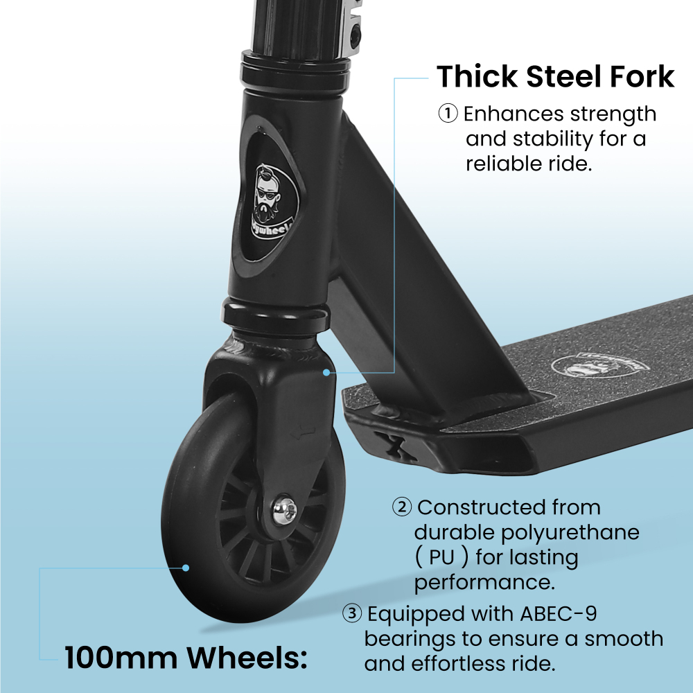 Pro Scooter for Teens and Adults (5'1" to 6'1") | 36.6" Height & 250 LBS Weight Capacity | Durable Steel & Aluminum Trick Scooter with 100mm Wheels & ABEC-9 Bearings for Street & Skate Park