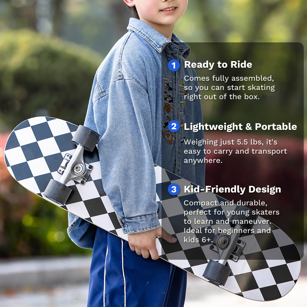 31" Complete Skateboard with LED Light-Up Wheels – Ultimate Beginner to Intermediate Deck for Boys & Girls – Full Protective Gear Set Included