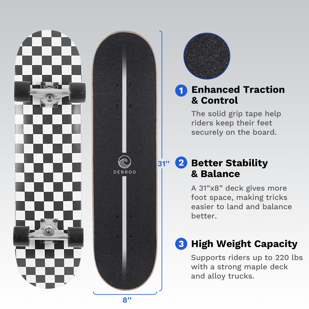 31" Complete Skateboard with LED Light-Up Wheels – Ultimate Beginner to Intermediate Deck for Boys & Girls – Full Protective Gear Set Included
