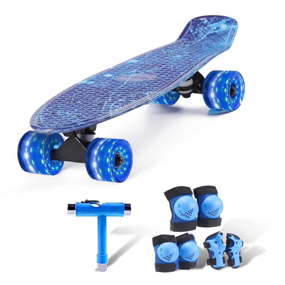 22" Kids Skateboard with LED Light-Up Wheels – Ultimate Beginner Skateboard Kit for Ages 3+