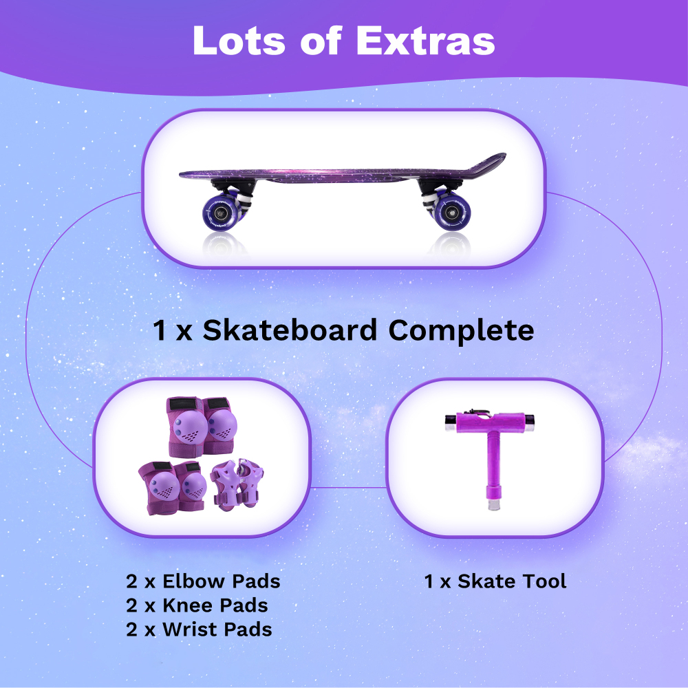 22" Kids Skateboard with LED Light-Up Wheels – Ultimate Beginner Skateboard Kit for Ages 3+