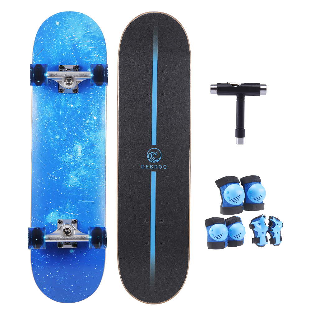 31" Complete Skateboard with LED Light-Up Wheels – Ultimate Beginner to Intermediate Deck for Boys & Girls – Full Protective Gear Set Included