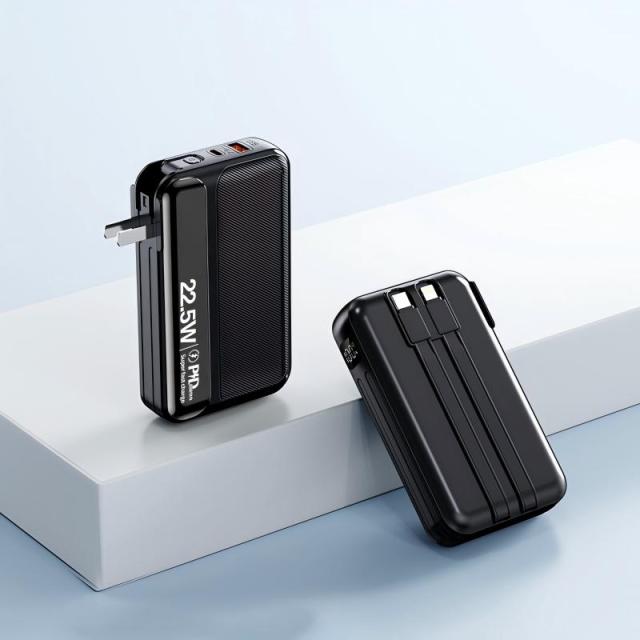 DITO 3-in-1 Dual-Cable Power Bank with Built-in AC Plug