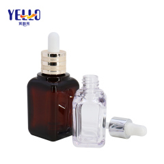 50ml Eco Plastic Clear Dropper Bottle Square Shape Amber Color SGS