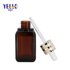 50ml Eco Plastic Clear Dropper Bottle Square Shape Amber Color SGS
