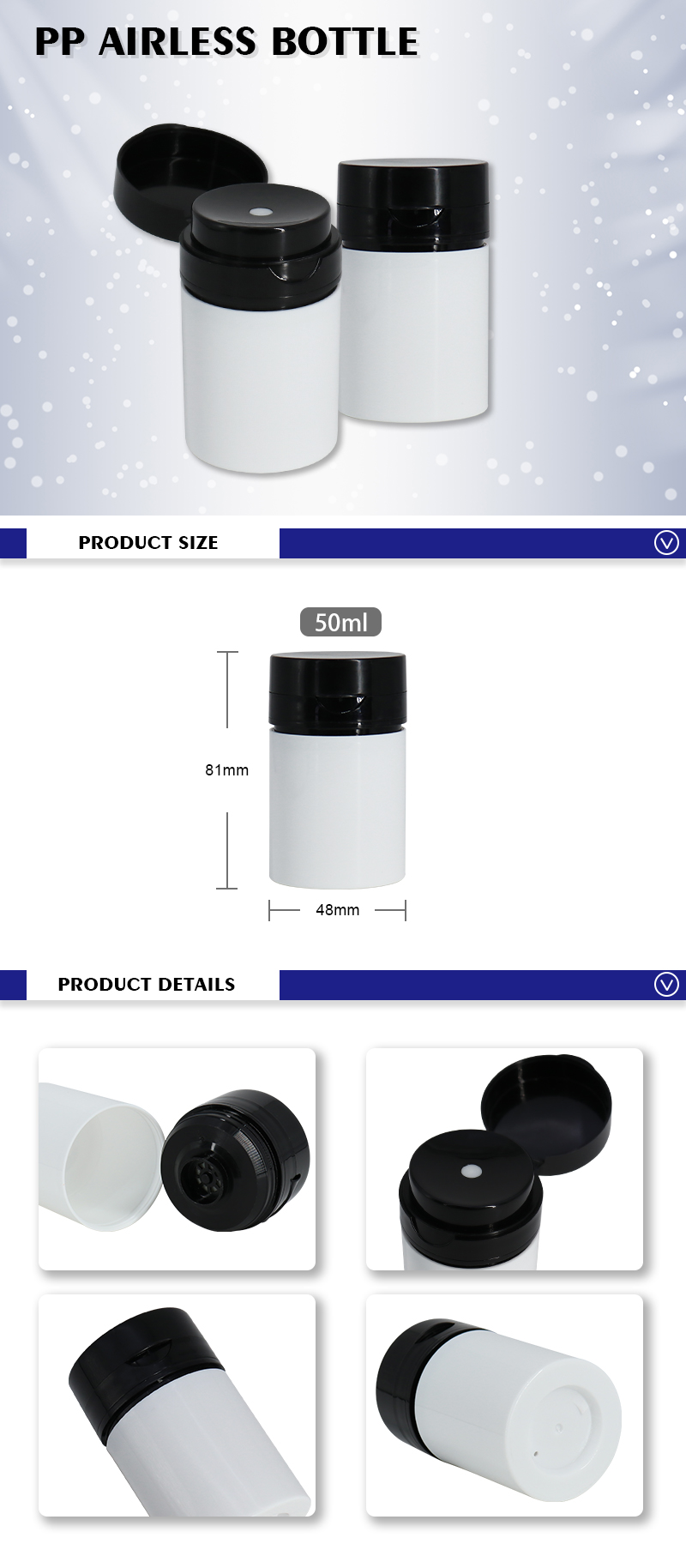 AS Material Beauty Airless Cosmetic Bottles With Pump Cap Wear Resistant