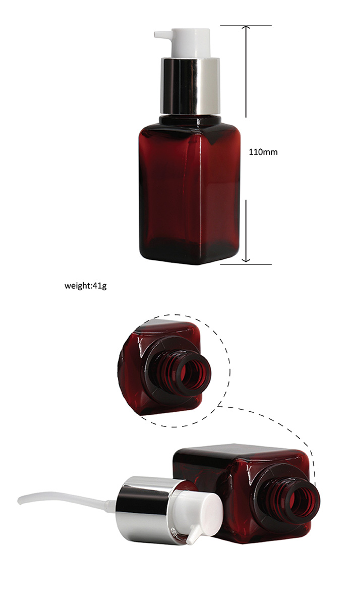 Amber Square Plastic Empty Lotion Pump Bottle Information: