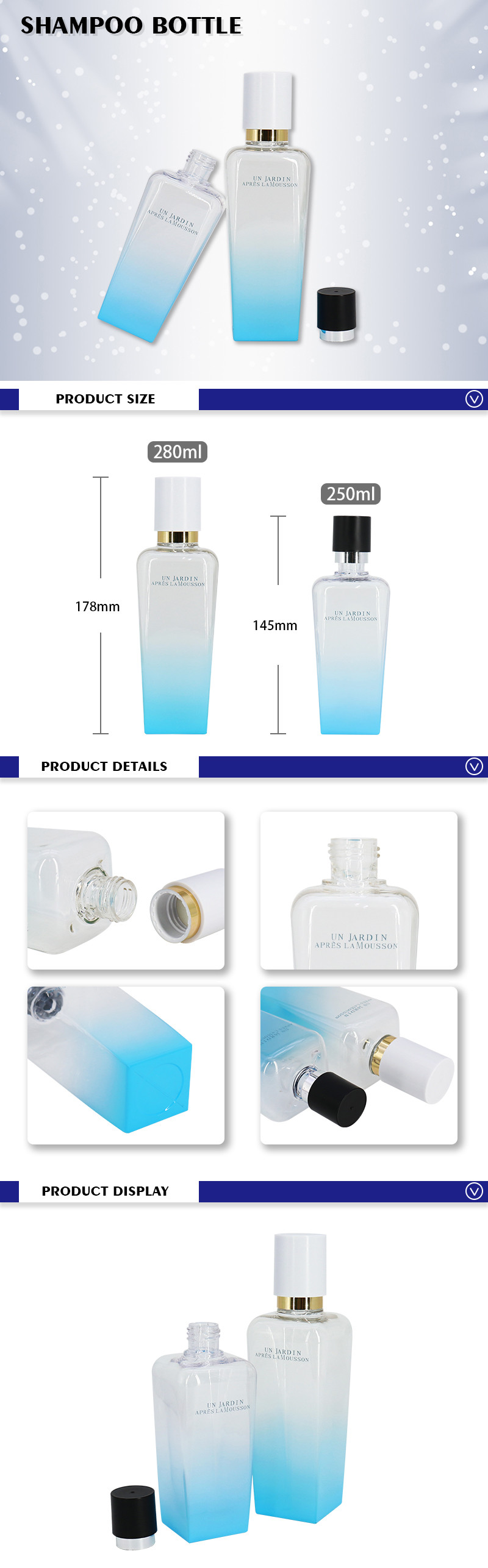 Unique Clear Empty Shampoo Bottle