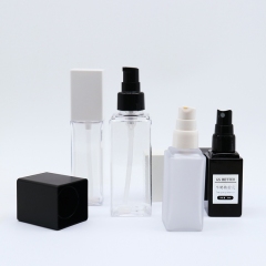 Luxury Black Square Cosmetic Spray Bottle , Plastic Fine Mist Spray Pump Bottle